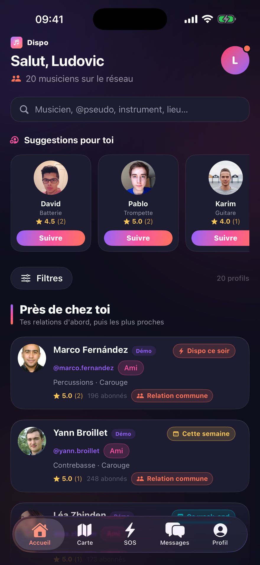Aperçu de l’application Dispo sur iPhone.
